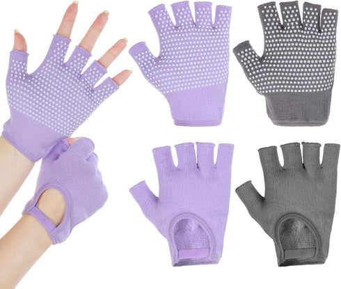 Alrhso Fingerless Non Slip Gym Gloves for Women 2 Pairs Silicone Non Slip