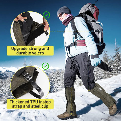 Waterproof and Breathable Gaiters for Hiking – Adjustable Lightweight Shoes Gaiters for Men and Women