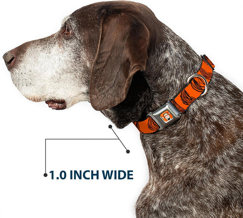 Dog Collar Seatbelt Buckle Tigger Stripes Orange Black - 1.5 Inch Wide - Fits 13 to 18 Inches