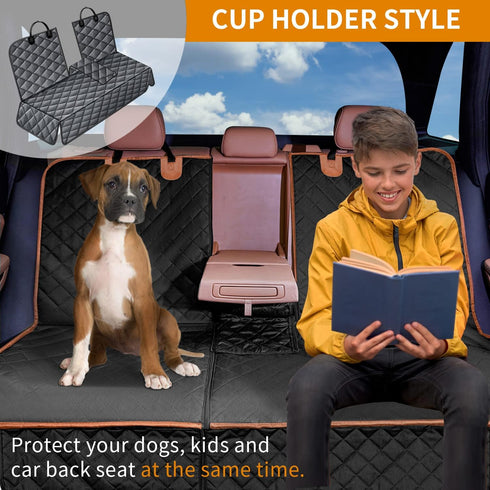 2-in-1 IVY&LANE Dog Car Seat Cover for Back Seat,Conversible Waterproof Front Seat Cover,Heavy-Duty & Scratchproof Car