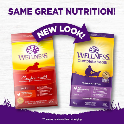 Wellness Complete Health Senior Dry Dog Food with Grains, Chicken & Barley, 5 lb Bag