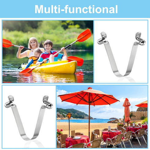 PATIKIL 8.5x6mm Kayak Paddle Snaps, 10 Pack Tent Pole Clips Steel V Shaped Double Pins for Camping