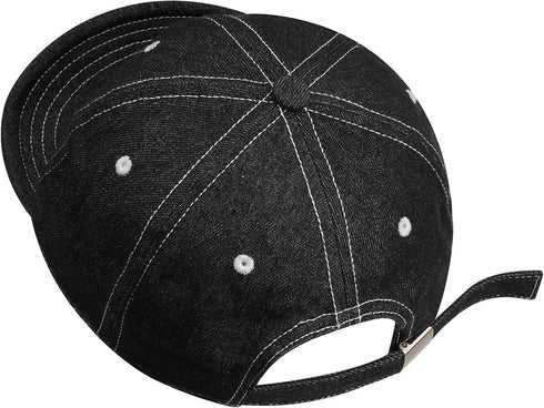 Stylish Short Bill Denim Baseball Cap - Soft Flat Brim Snapback Trucker Hat, Casual Dad Hat