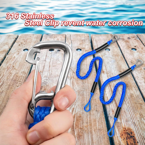 GANGXUN 2.5ft 2-Pack Mooring with Bungee Dock Line - Essential Accessories for Diverse Watercraft Built in Snubber