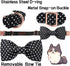 Unique Style Paws Cotton Dog Collar with Bow, Black White Round Dot for Small Medium Large Boys Girls
