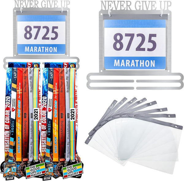Moxweyeni Race Medal and Bib Display Medal Hanger Running Bib Holder Wall