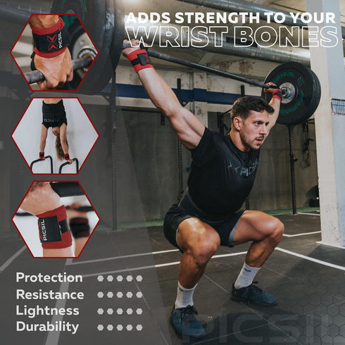 PICSIL Wrist Support for Cross Training - High Performance Elastic Nylon Reduces Wrist Discomfort