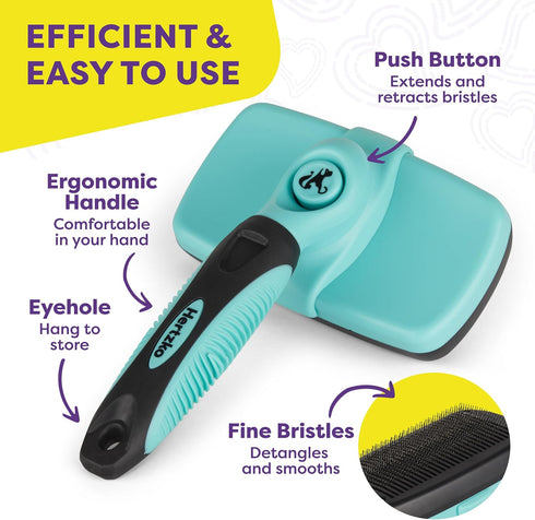 Hertzko Dog & Cat Brush, Self Cleaning Slicker Brush for Pets, Grooming Brushes for Long and Short Haired Dogs and Cats