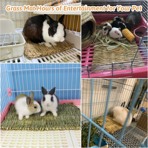 Chinchilla Hamiledyi Grass Mat for Rabbit Bunny Chew Toys Woven Bed Mat for Guinea Pig Squirrel Hamster Cat Dog