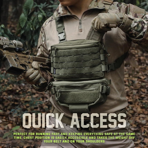 WYNEX Tactical Chest Rig Pack for Men - Running Chest Bag with Front Loop for Hunting and Outdoor EDC