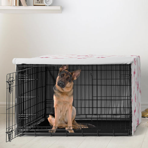 48in. Sweet Jojo Designs Large Dog Crate Cover (Bones and Paw Prints) for Girls Pet Cage, Kennel Covers (Modern