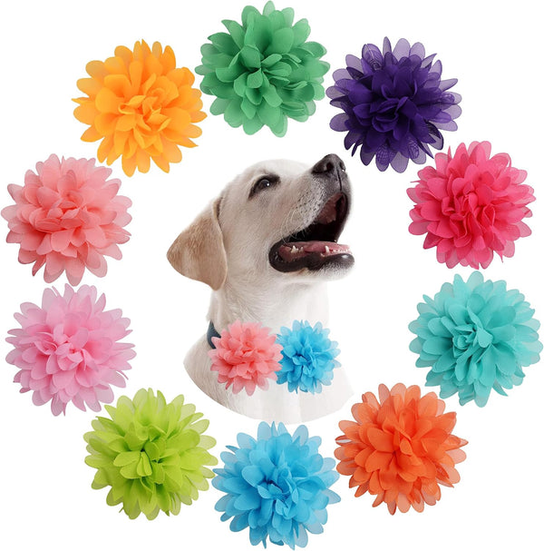 10 Pieces Dog Collar Flower Accessories, Bow Ties, Charms for Girl Boy Dogs and Cats, 9 cm/3.54 Inch