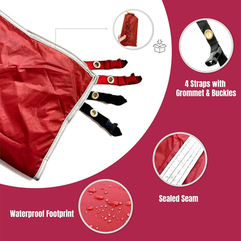 NEAR ZERO Waterproof Camping Tarp - 2 Person Tent Footprint, 6 Oz Ultralight 20D Ripstop Nylon, Red (7x4.2 feet)