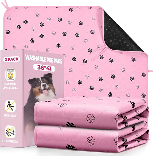 Fostanfly Washable Pee Pads for Dogs, 2 Pack Large 36"x41" Ultra-Absorbent and