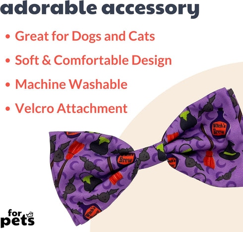 Huxley & Kent Bow Tie for Pets, Witch's Brew (Small), Halloween Velcro Collar Attachment, Fun Bow Ties for Dogs & Cats
