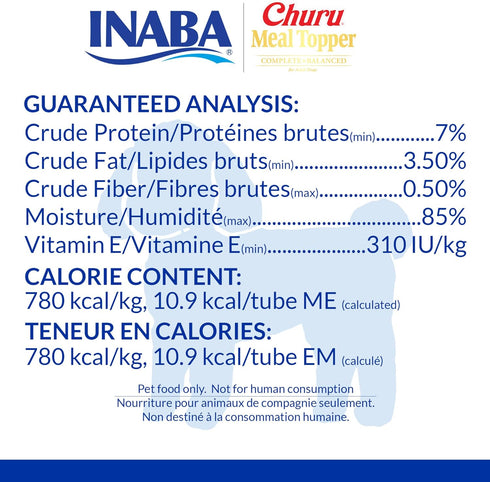 INABA Churu Meal Topper for Dogs, Complete & Balanced Creamy Lickable Purée, 0.5 Ounce Tube, 24 Tubes