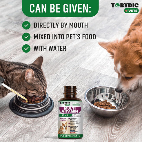 Cat & Dog Multivitamin - 15 in 1 Pet Supplements with Cranberry & Glucosamine, Natural UTI & Joint Support