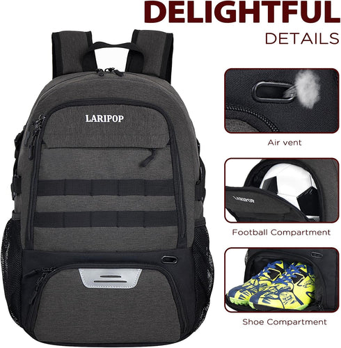 Large Youth Soccer Bag - Backpack & Bags for Basketball, Volleyball with Separate Cleat Shoe and Ball Compartment