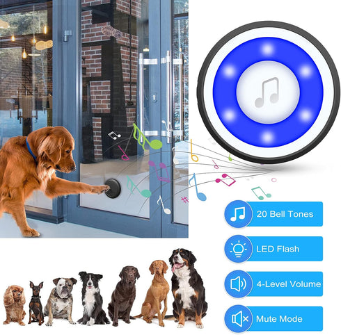 IP65 1000ft 20 4 (2 MYPIN Wireless Dog Doorbell, Dog Bells for Potty Training Waterproof Touch Button Doggie Doorbell
