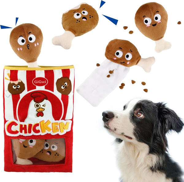 Gigwi Interactive Squeaky Dog Toys - Hide and Seek Puzzle Toy Set for All Breeds, 2-in-1 Dog Toys for Boredom and IQ