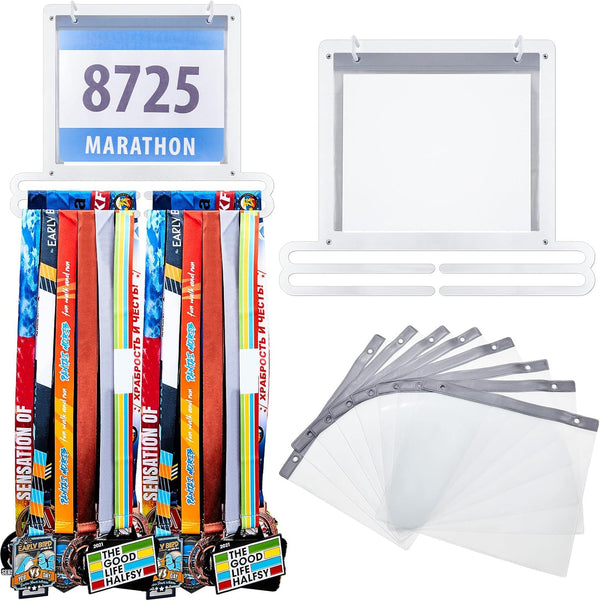 Moxweyeni Race Medal and Bib Display Medal Hanger Running Bib Holder Wall