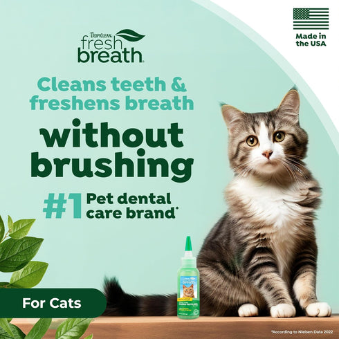 2oz. TropiClean Fresh Breath Cat Toothpaste for Teeth Cleaning, Breath Freshener, Easy to Use Plaque & Tartar Remover