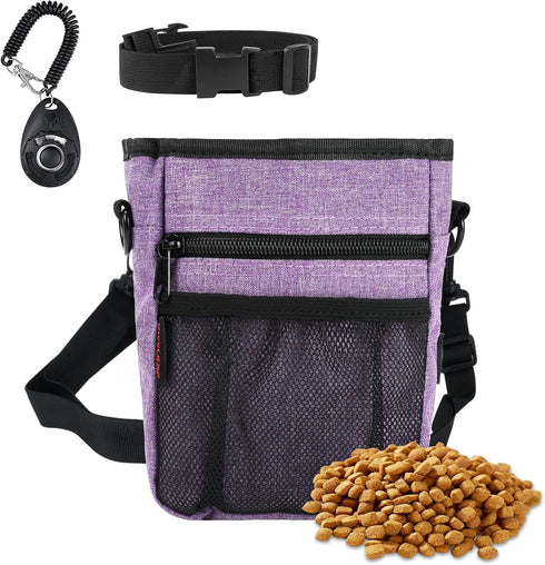Dog Treat Pouches for Pet Training, Magnetic Closure Treat Pouches with Built-In Poop Bag Dispenser, Large Dog Training