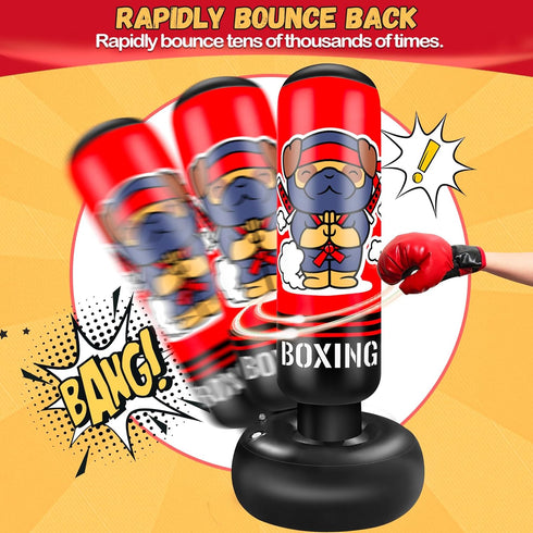SHZYGQ 65 Inch Set MMA Inflatable Punching Bag for Kids, Kids Punching Bag with Gloves for Boys & Girls, Kicking Bag