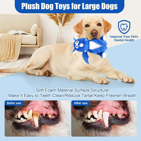loncoldy Plush Dog Toys, Tough Chew Toys for Dogs, Crinkle Stuffed Squeaky Toy for Small Medium Large Breed