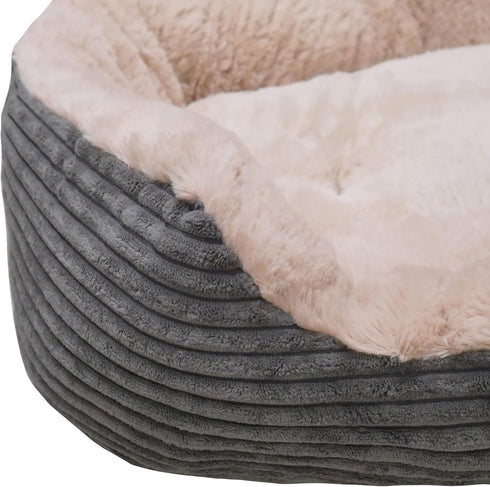 40 Winks Oval Sleepers, Grey Jumbo Cord/Plush 25" Pet Bed