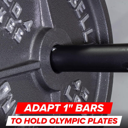 SERIOUS STEEL FITNESS Nylon Olympic Adapter Sleeve 8" - Convert 1" Bars to 2" Olympic Bars, Includes Removable End Cap