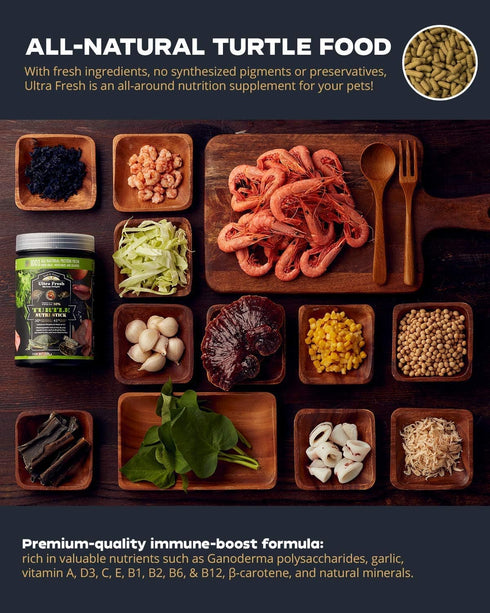Ultra Fresh Turtle Nutri Stick, Wild Sword Prawn, Calcium & Vitamin D Enriched Turtle Food, 3.35 oz
