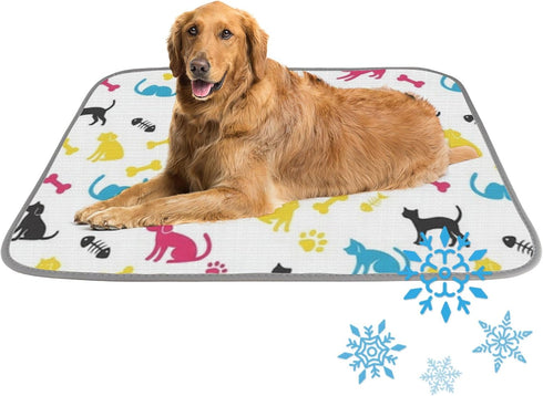 Generic Dog Cat Cooling Mat Ice Silk Dog Kennel Mat Cartoon Doodle Bed