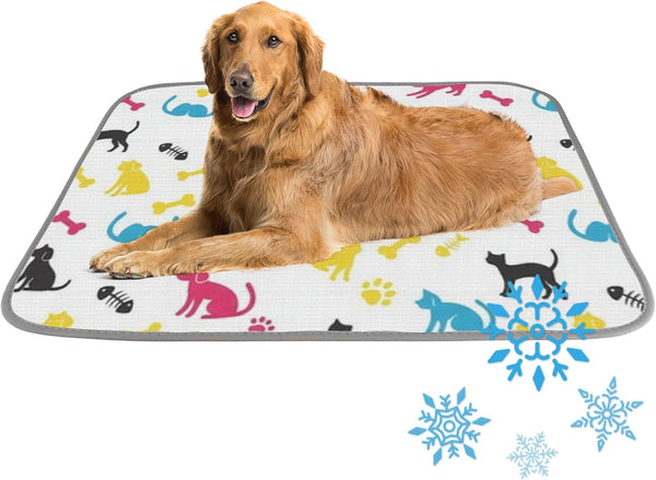 Generic Dog Cat Cooling Mat Ice Silk Dog Kennel Mat Cartoon Doodle Bed