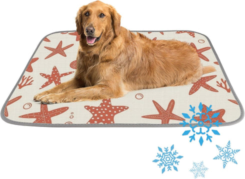 imiBBWQu Dog Cooling Mat Starfish Red Yellow Floral Coliing Mat Washable Cooling Pad