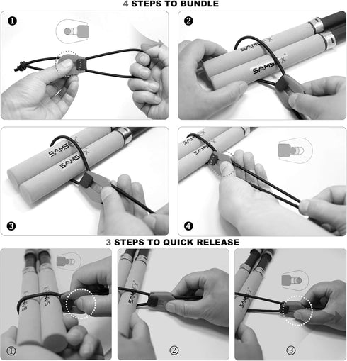 SAMSFX Fishing Rods Belt Stretchy Wrap Pole Straps for Casting, Spinning & Fly Rods