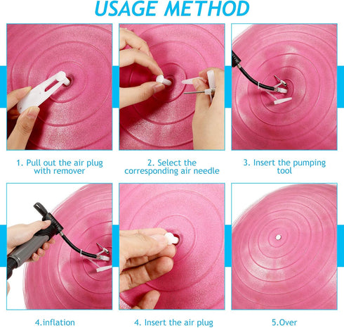 16-Piece Nozzle, Skylety Exercise Ball Plug Replacement Kit with Needle, Rubber Hose, and Balloon for Yoga, Volleyball