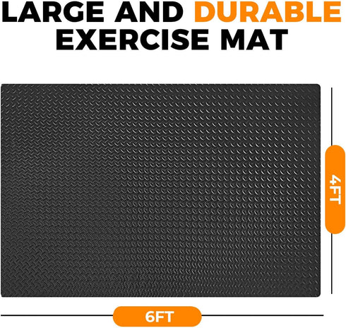 BierBear 4x6ft 10mm Gym Floor Mat Thick - Large TPE/NPE Foam Workout Mat for Home Gym, Garage Floor, Yoga & Exercise