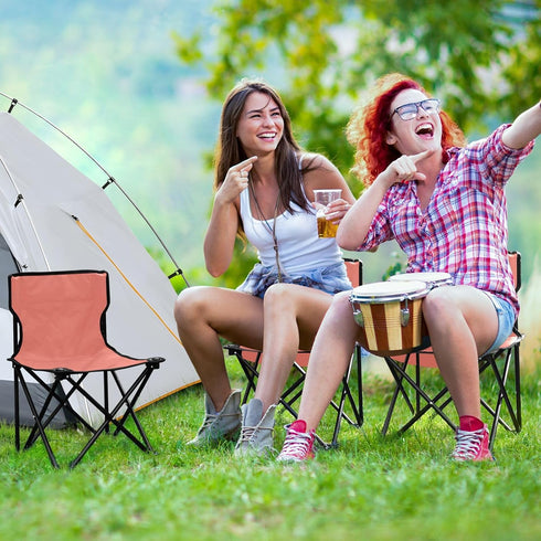 Lightweight Portable Folding Salmon Camping Chairs - Ideal for Outdoors