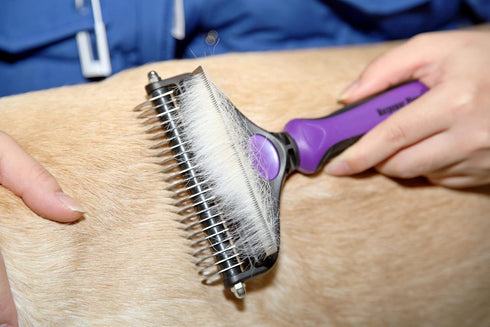 Maxpower Planet Dog Brush - 2 Sided Deshedding Brush for Pets, Dog Grooming Rake Reduces Shedding by Up to 95% Large