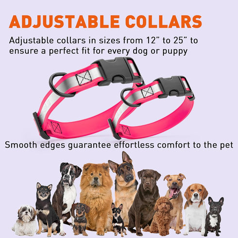 BioThane Reflective Dog Collar, Waterproof Heavy Duty Quick Release Collar with Sturdy Buckle in Fun Modern Colors