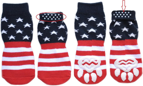 Posch Anti-Slip Knit Socks for Pets - Traction Soles for Indoor Wear, Slip On Paw Protectors for Small Dogs, M