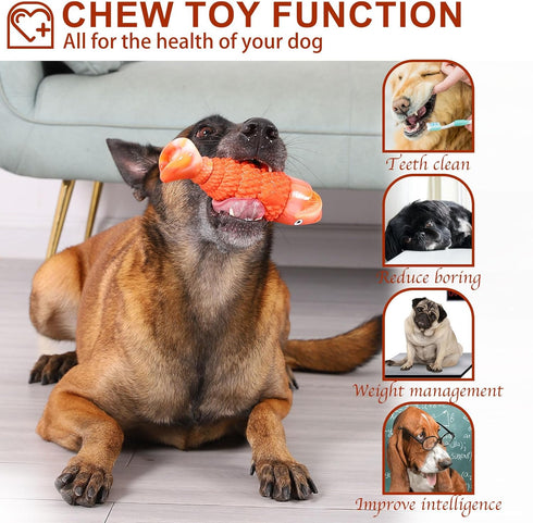 Indestructible Dog Toys for Aggressive Chewers, Tough Chew Toys for Large Dogs, Squeaky Toys for Dogs