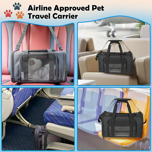 Top tasta Dog Cat Carrier: Portable Foldable Carrier for Small Medium Large Cats Dogs Under 25 Lbs, Black Large