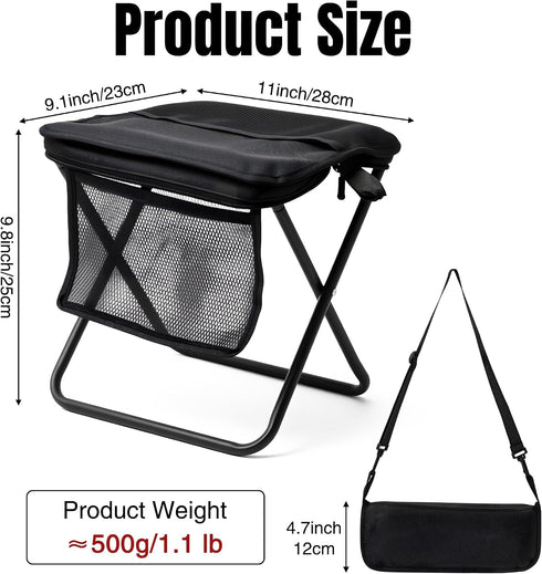 GQIRIL (11 9.1 Inch) Pocket Chair Folding for Adult - Foldable Handbag Camping Stool for Travel Fishing Hiking Queue Up