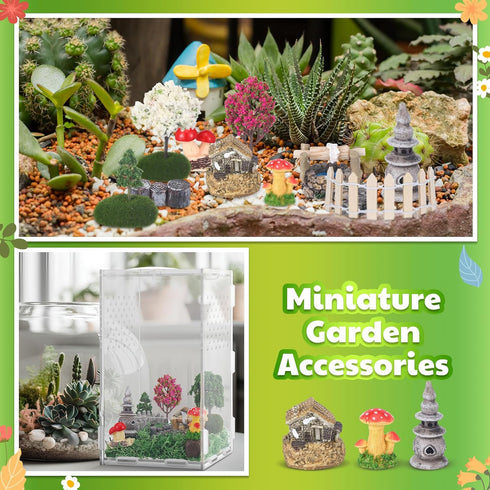 RoundFunny 23 Set Pcs Jumping Spider Enclosure and Habitat Miniatures Figurines Clear Acrylic Enclosure Mini Jumping