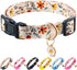 Cute Beige Flower Pattern Dog Collar, Adjustable Holiday Gift for Medium to X-Large Breed Dogs