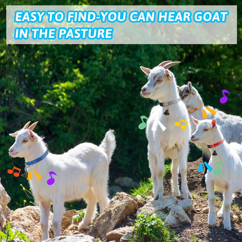 12 Sets Goat Collars with Bells, Adjustable Nylon Dog Bell Collar with Quick Release Buckle for Small Farm Animals,