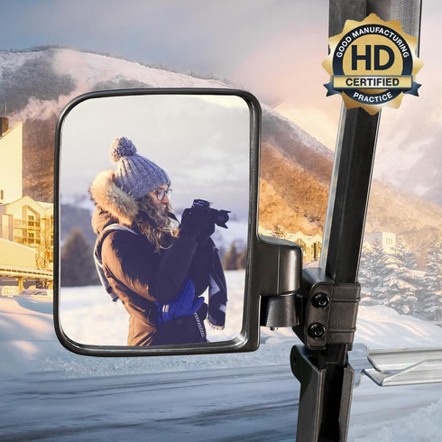 Golf Cart Side Mirrors, No Drilling, 180 Degree Rotation & Foldable, HD Shatterproof Glass Mirrors for Club Car EZGO