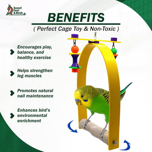 Sweet Feet and Beak Small Whirly Bird - Perfect Cage Toy Stimulates Visual and Physical Activity - Safe, Non-Toxic
